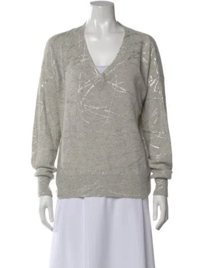 Pre-owned Brodie Cashmere V-neck Sweater In Gray