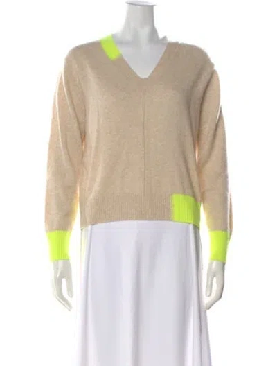 Pre-owned Brodie Cashmere V-neck Sweater W/ Tags In Neutral