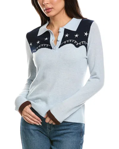 Brodie Cashmere Willow Western Polo Cashmere Sweater In Multi