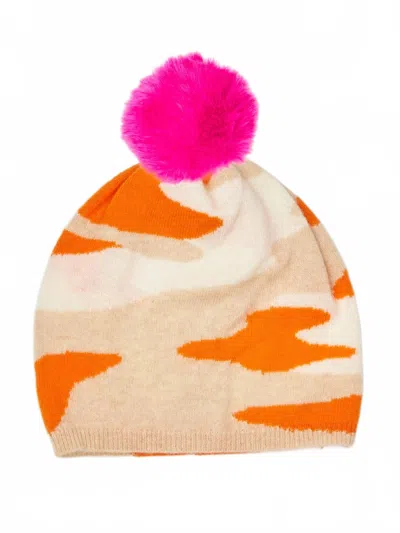 Brodie Cashmere Women's Camo Cashmere Hat In Antique White In Brown