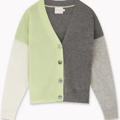Brodie Cashmere Women's Connie Colour Block Cardigan In Organic White/lime In Multi