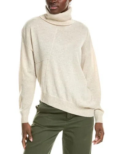 Brodie Cashmere Wool & Cashmere-blend Asymmetrical Mock Neck Jumper In Beige