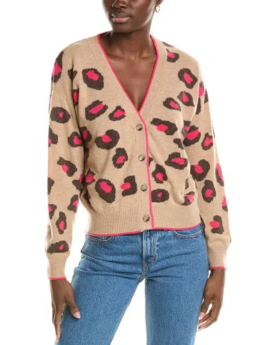 Brodie Cashmere Wool & Cashmere-blend Intarsia Leopard Cardigan In Brown