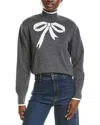 Brodie Cashmere Wool & Cashmere-blend Lurex Bow Mock Neck Jumper In Grey