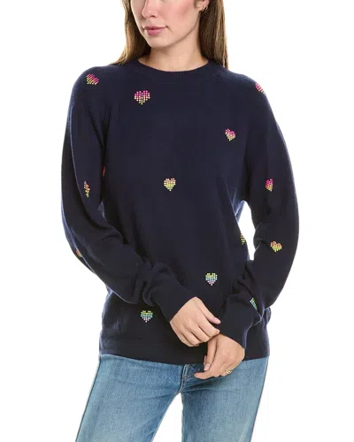 Brodie Cashmere Wool & Cashmere-blend Rainbow Heart Studded Jumper In Blue