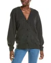 Brodie Cashmere Wool & Cashmere-blend Roll Edge Luxe Cardigan In Gray