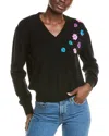 Brodie Cashmere Wool & Cashmere-blend Sequin Floral V Neck Jumper