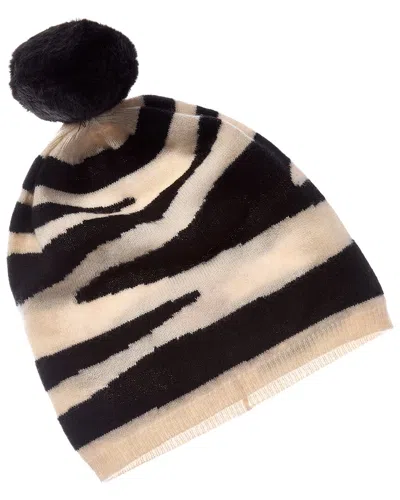 Brodie Cashmere Zebra Pom Pom Cashmere Hat In Neutral