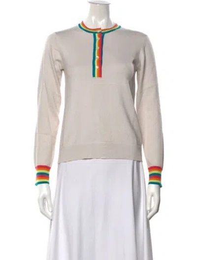 Pre-owned Brodie Colorblock Pattern Crew Neck Sweater In Neutrals