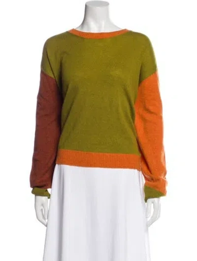 Pre-owned Brodie Merino Wool Colorblock Pattern Sweater In Green