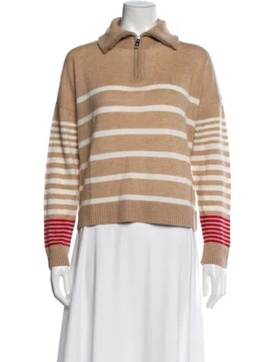 Pre-owned Brodie Merino Wool Striped Sweater In Neutral