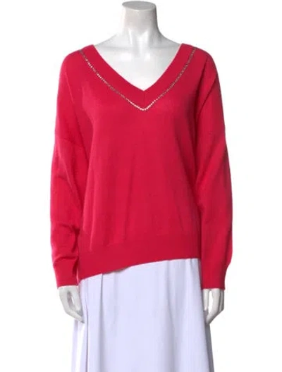 Pre-owned Brodie Merino Wool V-neck Sweater In Pink