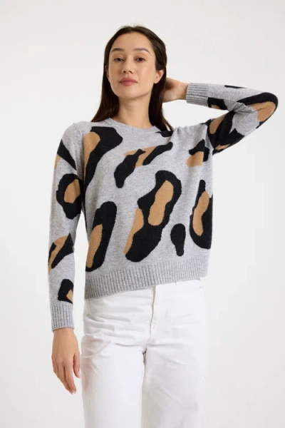 Brodie Pure Cashmere Abstract Leopard Crew Neck Jumper