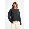 Brodie Pure Cashmere Cable Fringed 100% Cashmere Sweater In Gray