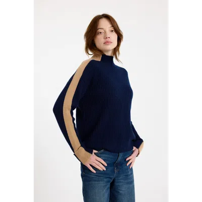 Brodie Pure Cashmere Chamonix Mock Neck 100% Cashmere Sweater In Blue