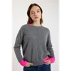 Brodie Pure Cashmere Colour Pop Maya Crew Neck Jumper In Gray
