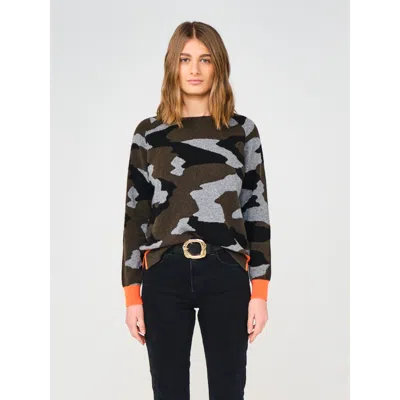 Brodie Pure Cashmere Cool Camo Crew Neck Cashmere Jumper In Brown