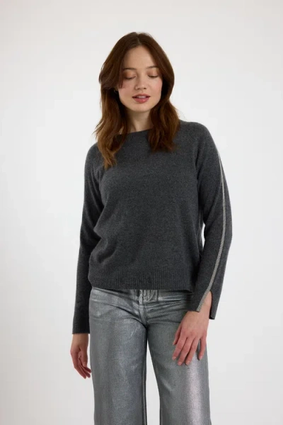 Brodie Pure Cashmere Glitz Split Cuff Crew Neck Jumper