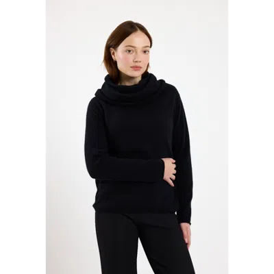 Brodie Pure Cashmere Hannah Hooded Cowl Neck Jumper In Black