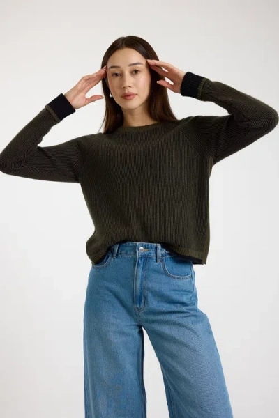 Brodie Pure Cashmere Irene Crew Neck 100% Cashmere Sweater In Green