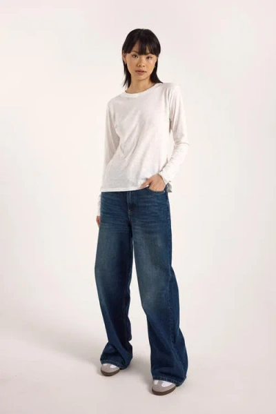Brodie Pure Cashmere Long Sleeve Cotton Crew Neck T-shirt In White