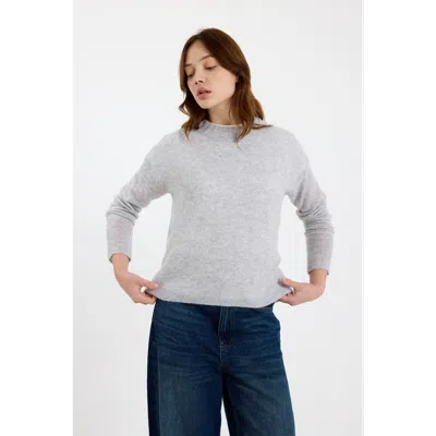 Brodie Pure Cashmere Pearl Crew Neck 100% Cashmere Sweater In Gray