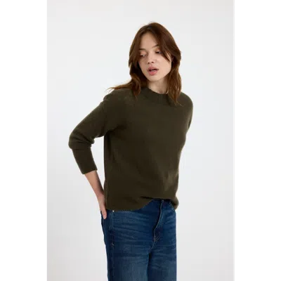 Brodie Pure Cashmere Pearl Crew Neck 100% Cashmere Sweater In Green