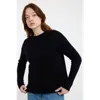 Brodie Pure Cashmere Pearl Crew Neck Jumper In Black
