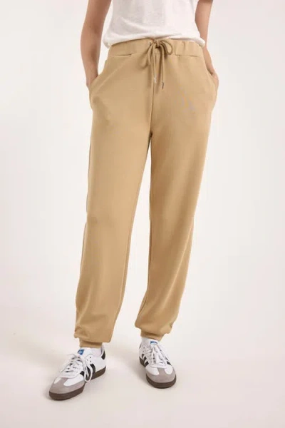 Brodie Pure Cashmere Piping Detail Jersey Cuffed Jogger In Brown