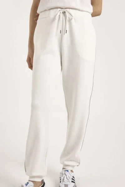 Brodie Pure Cashmere Piping Detail Jersey Cuffed Jogger In White