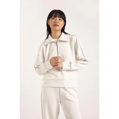Brodie Pure Cashmere Piping Detail Jersey Half Zip Sweatshirt In Animal Print