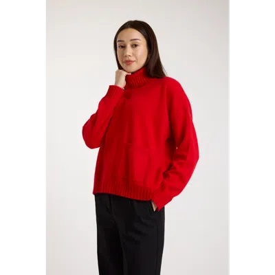 Brodie Pure Cashmere Pippin Roll Neck  100% Cashmere Sweater In Red