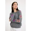 Brodie Pure Cashmere Pop Star Sleeve Crew Neck Jumper In Gray