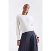 Brodie Pure Cashmere Queen Of Hearts Crew Neck Jumper In White