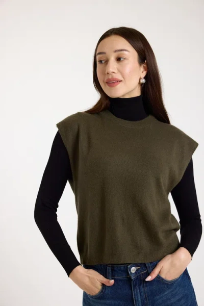 Brodie Pure Cashmere Tabby Knitted Cashmere Vest In Green