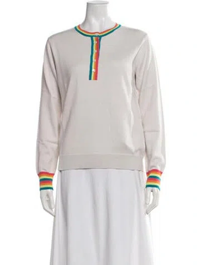 Pre-owned Brodie Striped Crew Neck Sweater W/ Tags In Neutrals