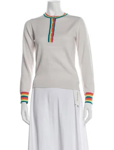 Pre-owned Brodie Striped Crew Neck Sweater W/ Tags In Neutrals