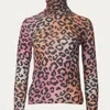 BRODIE SUNSET ROLL NECK SWEATER IN MULTI LEOPARD PRINT