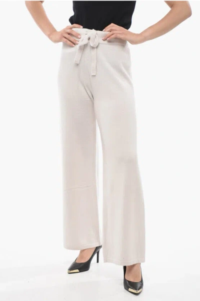 Brodie Wide Leg Cashmere Pants In White