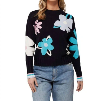 Brodie Wispr Abstract Floral Crew Sweater In Black