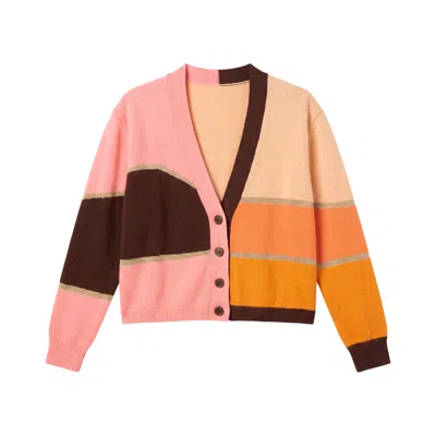 Brodie Women's Abstract Scenic Cashmere Cardigan - Brown In Multi