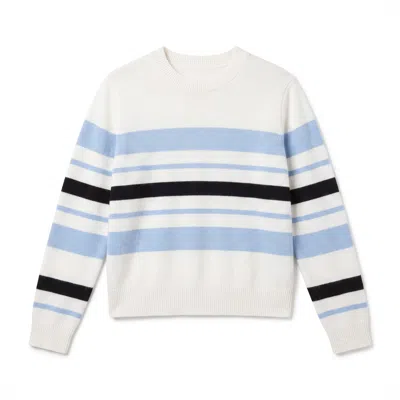 Brodie Women's Beach Embroidery Cashmere Crew Neck Jumper - Blue In Multi