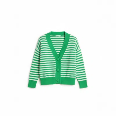 Brodie Women's Beach Stripe Cashmere Cardigan - Green