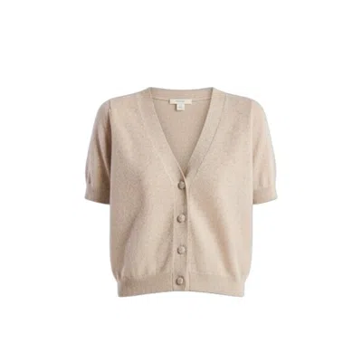 Brodie Women's Blue Button Up Short Sleeve Cashmere Cardigan