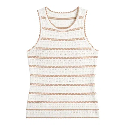 Brodie Women's Breton Stitch Vest - Brown In White