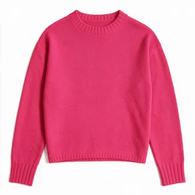 Brodie Women's Cable Sleeve Crew - Bright Cherry Red In Pink