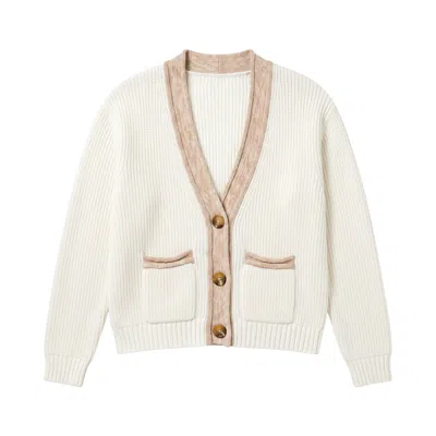 Brodie Women's Contrast Effect Trim Cardigan - White In Multi