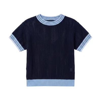 Brodie Women's Denim Effect Trim Tee - Blue
