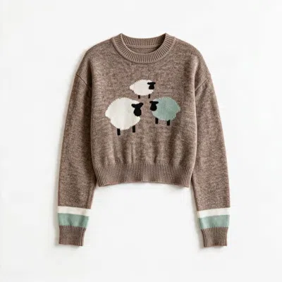 Brodie Women's Herdwick Crew - Flower Coffee Brown