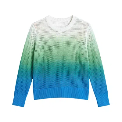 Brodie Women's Mesh Dip Dye Crew - Green In Multi